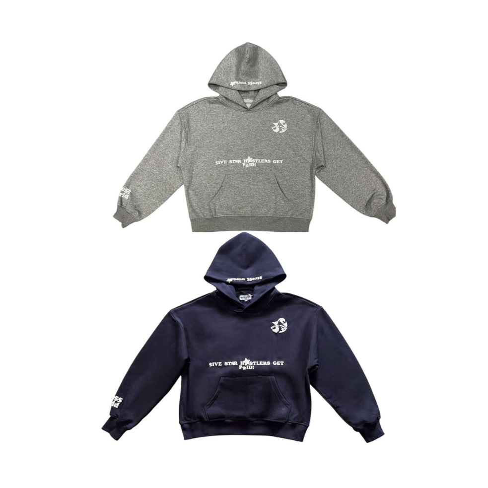 H*STLERS GET P*ID |HOODIE|NAVY & GREY
